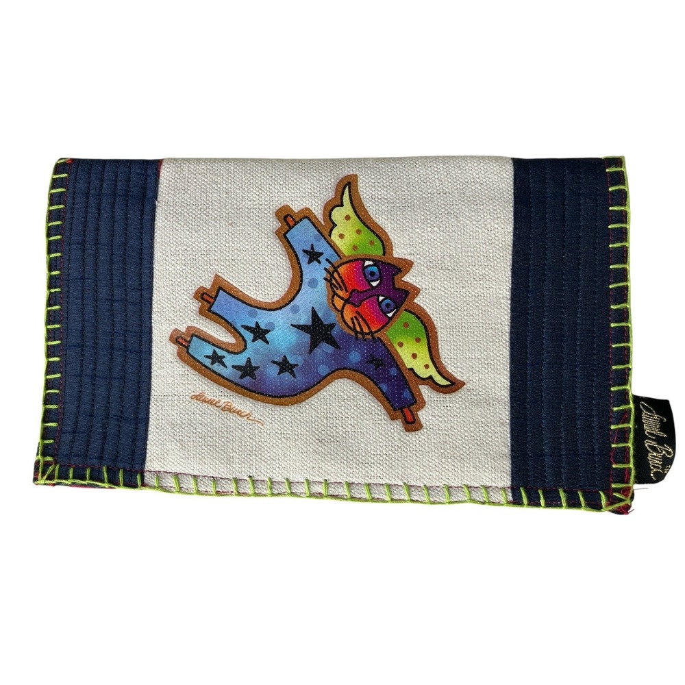 Laurel Burch Celestial Winged Cat Fabric Snap Wallet NWT Angel Feline Fairy Gift